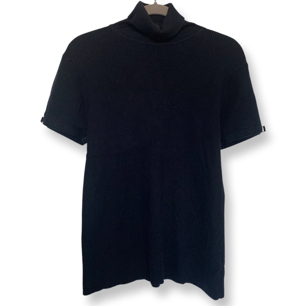 Apt. 9 Black Short Sleeve Sweater with Silver Buckle On Sleeves XL